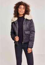 Urban Classics Gewatteerd jack -XL- Sherpa Hooded Zwart/Creme