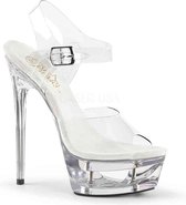 Pleaser Sandaal met enkelband, Paaldans schoenen -38 Shoes- ECLIPSE-608 Paaldans schoenen Transparant