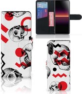 GSM Hoesje Sony Xperia L4 Bookstyle Case Skull Red