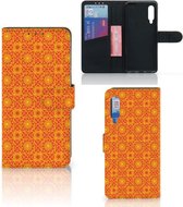 Wallet Book Case Xiaomi Mi 9 Telefoonhoesje Batik Orange