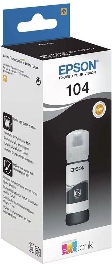 4 bouteilles de 65 ml d'encre Epson 104 original, multipack pour EcoTank