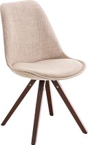 Clp Pegleg Bezoekersstoel - Stof - Vierkant - Crème - Houten onderstel - Kleur walnoot - Vierkant frame