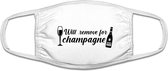 Champagne mondkapje |Grappig | gezichtsmasker | bescherming | bedrukt | logo | Wit mondmasker van katoen, uitwasbaar & herbruikbaar. Geschikt voor OV