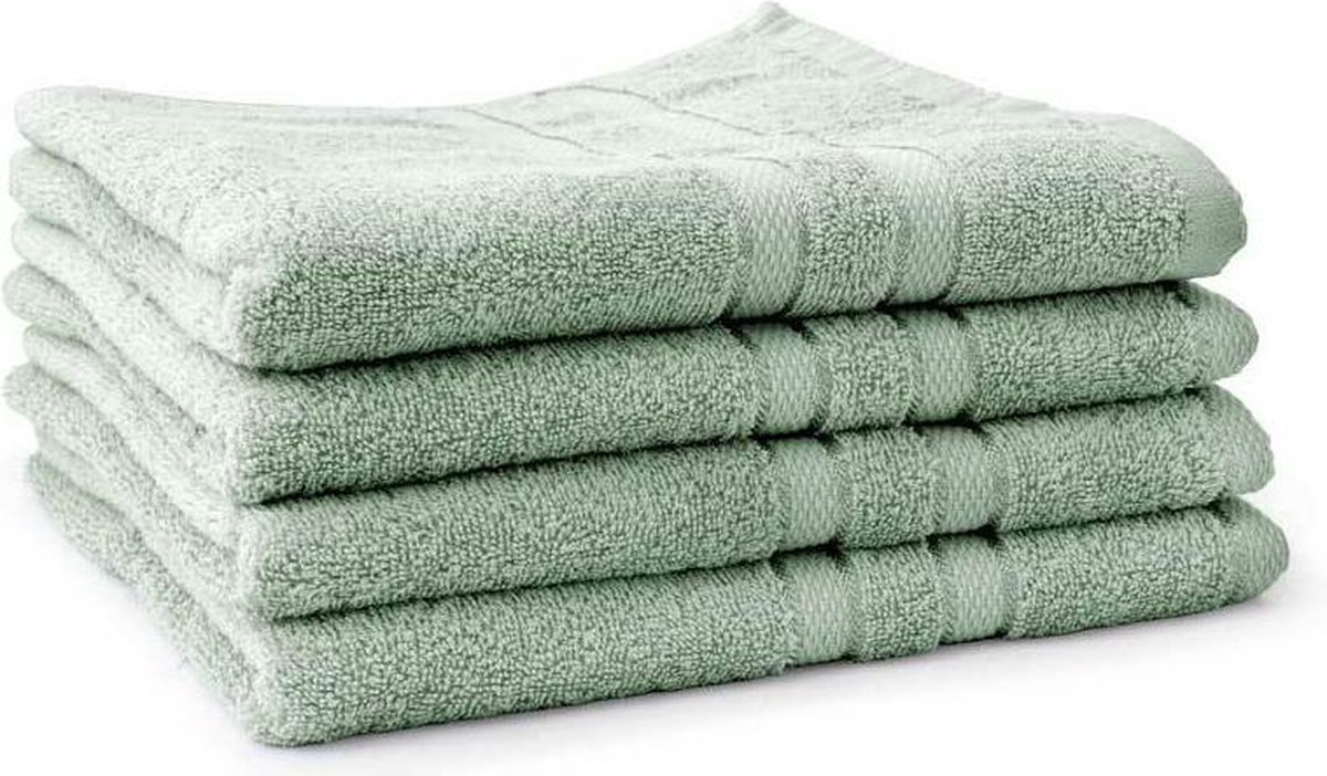 LINNICK Pure Handdoeken Set - 100% Katoen - Soft Green - 60x110cm - Per 4 Stuks