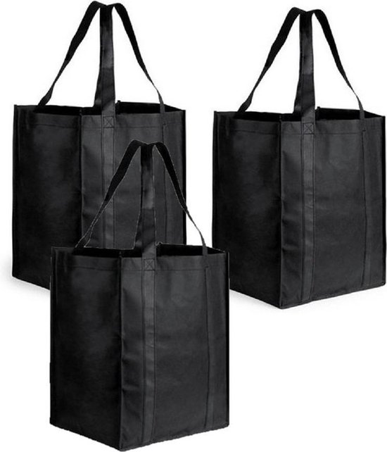Teleurgesteld wazig gebaar 4x stuks boodschappen tassen/shoppers zwart 38 cm - Stevige  boodschappentassen/shoppers | bol.com