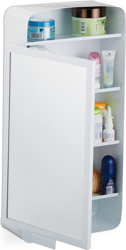 breng de actie oog opladen Relaxdays spiegelkast 1 deur - toiletkast - hangkast - badkamerkast met  spiegel - wit | bol.com
