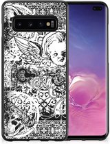 Silicone Back Case Geschikt voor Samsung Galaxy S10+ Telefoon Hoesje met Zwarte rand Skulls Angel