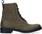 Manfield - Dames - Groene nubuck veterlaarsjes - Maat 38