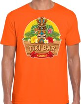 Hawaii feest t-shirt / shirt tiki bar Aloha voor heren - oranje - Hawaiiaanse party outfit / kleding/ verkleedkleding/ carnaval shirt M