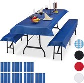 Relaxdays 24 x tafelkleed biertafel en banken - hoezen set biertent - 250 x 100 cm – blauw