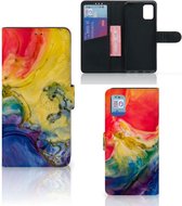 GSM Hoesje Geschikt voor Samsung Galaxy A31 Wallet Book Case Watercolor Dark