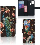 Telefoonhoesje Geschikt voor Samsung Galaxy M31 Flipcase Cover Pauw met Bloemen