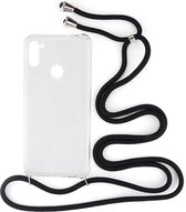 Shop4 - Samsung Galaxy A11 Hoesje - Zachte Back Case met Koord Zwart