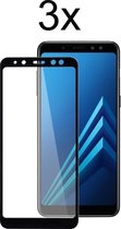 Samsung A8 2018 screenprotector - Beschermglas Samsung Galaxy A8 2018 Screen Protector Glas - Full Cover - 3 stuks