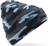 Beechfield - Unisex Camo Beanie met Manchet (Blauw)