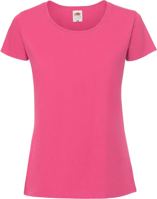 Fruit Of The Loom Vrouwen / Dames Ringgesponnen Premium T-Shirt (Hot Roze)