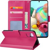 Samsung Galaxy A71 Hoesje Book Case Hoes Wallet Cover - Donker Roze