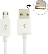 Let op type!! Micro USB Double Sided Sync Data / laad Kabel voor Samsung Galaxy S6 / S5 / S IV / i9500 / S III / i9300 / Note II / N7100 / i9220 / i9100 / i9082 / Nokia / HTC  Kabel Lengte: 1 meter (wit)