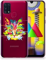 Mobiel Case Geschikt voor Samsung Galaxy M31 GSM Hoesje Doorzichtig Cat Color