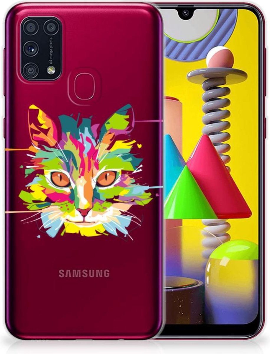 Samsung Galaxy M31 Telefoonhoesje met Naam Cat Color