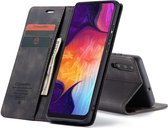 CASEME - Samsung Galaxy A50 Retro Wallet Case - Zwart