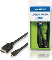 Valueline HDMI kabels High Speed HDMI-kabel met ethernet HDMI-connector - HDMI micro-connector 2,00 m zwart