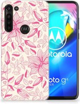 Smartphone hoesje Motorola Moto G8 Power Silicone Case Roze Bloemen