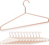 Relaxdays koperen kleerhangers - 12 stuks - kledinghangers metaal - koper - draadhangers - koperen