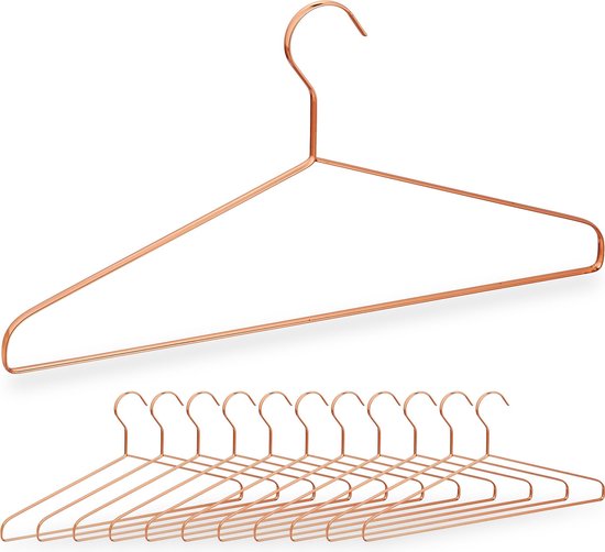 Relaxdays koperen kleerhangers - 12 stuks - kledinghangers metaal - koper | bol.com