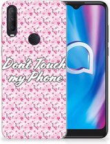 Back Cover Siliconen Hoesje Alcatel 1S (2020) Hoesje met Tekst Flowers Pink Don't Touch My Phone