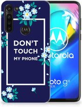 Telefoon Hoesje Motorola Moto G8 Power Leuk TPU Back Case Flowers Blue Don't Touch My Phone
