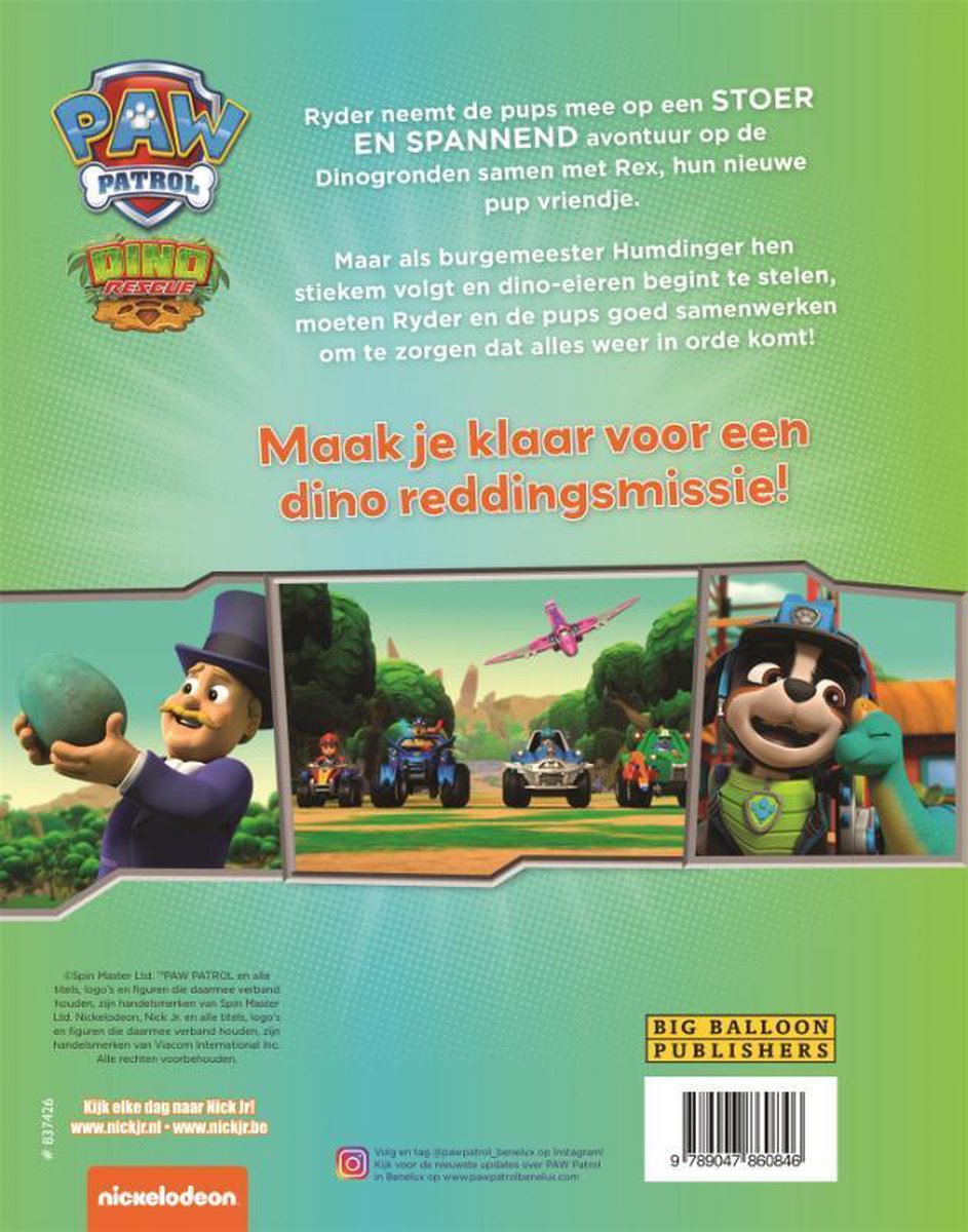 Paw Patrol  -   De pups en de verdwenen dino-eieren - back cover