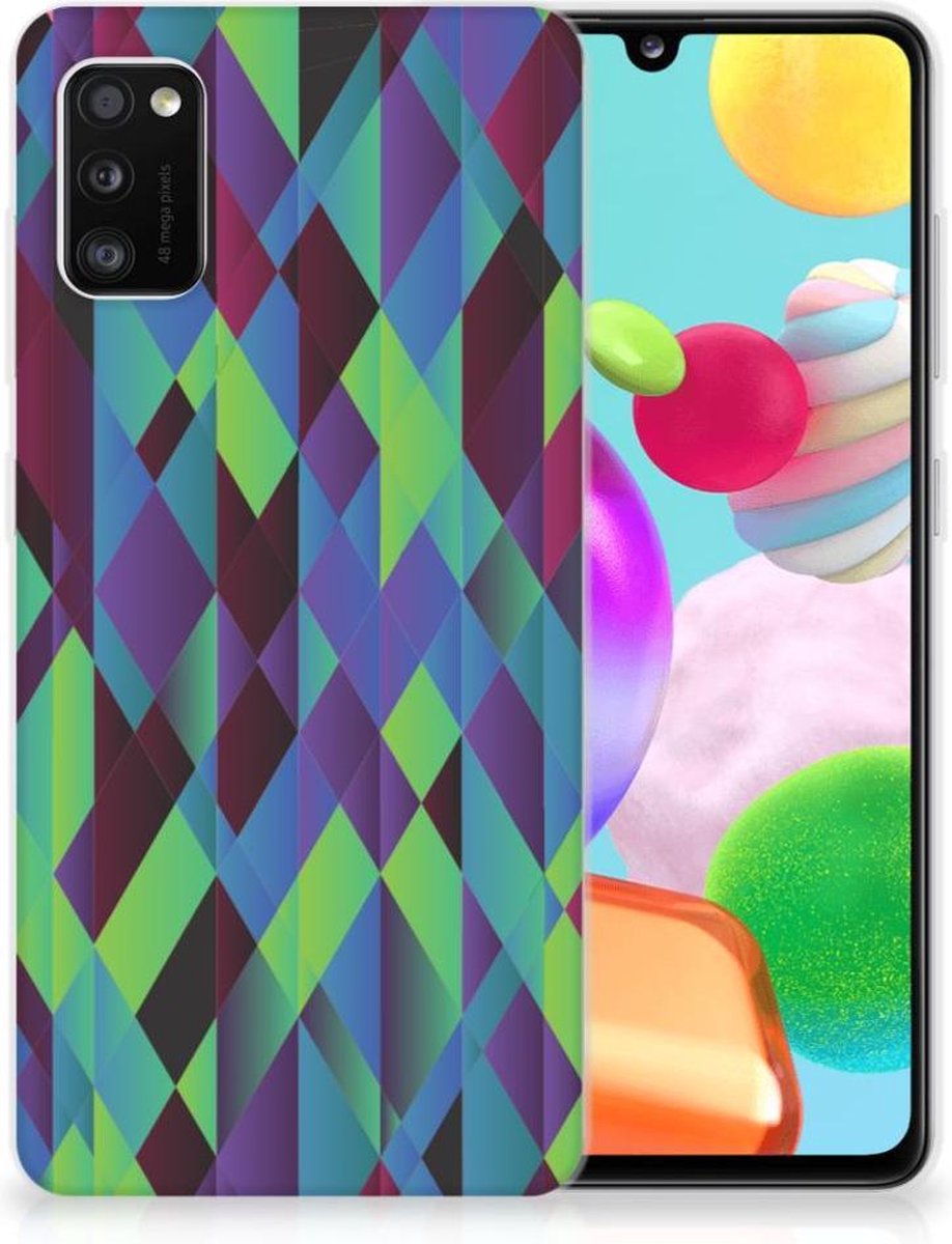 Samsung Galaxy A41 TPU Hoesje Abstract Green Blue