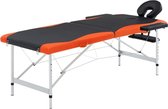 vidaXL Massagetafel inklapbaar 2 zones aluminium zwart en oranje