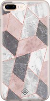iPhone 8 Plus/7 Plus hoesje siliconen - Stone grid marmer | Apple iPhone 8 Plus case | TPU backcover transparant