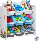 Relaxdays kinderkast speelgoed - speelgoedkast - speelgoedkist - opbergkast - 9 kisten - A