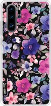 Casetastic Huawei P30 Pro Hoesje - Softcover Hoesje met Design - Flowers Blue Purple Print