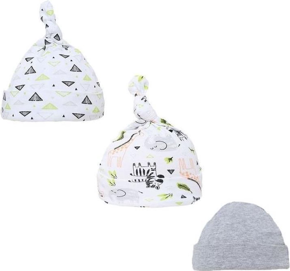 Soft Touch Babymutsjes Zebra Junior Katoen Wit/grijs 3 Stuks