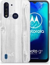 Telefoonhoesje Motorola Moto G8 Power Lite Backcover Soft Siliconen Hoesje Wit Hout