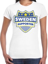 Sweden supporter schild t-shirt wit voor dames - Zweden landen t-shirt / kleding - EK / WK / Olympische spelen outfit L