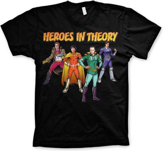 The Big Bang Theory Heren Tshirt Heroes In Theory Zwart