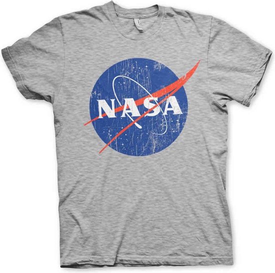 NASA Heren Tshirt -S- Washed Insignia Grijs