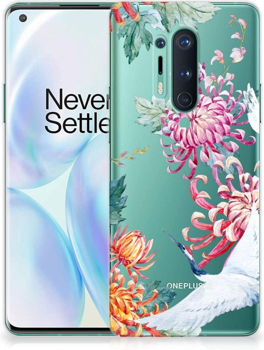 OnePlus 8 Pro TPU Hoesje Bird Flowers