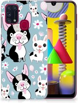 Backcase Siliconen Hoesje Geschikt voor Samsung Galaxy M31 Telefoonhoesje Hondjes
