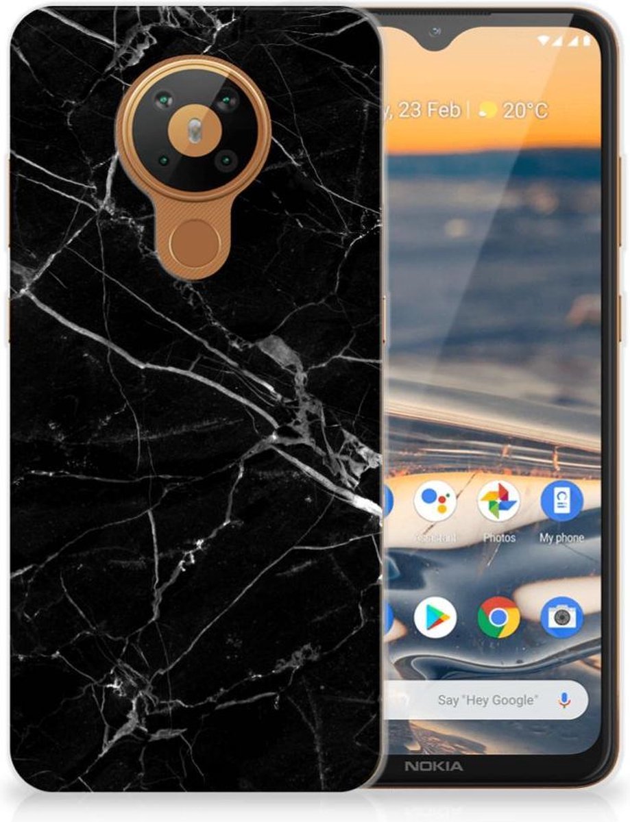 Nokia 5.3 TPU Siliconen Hoesje Marmer Zwart - Origineel Cadeau Vader