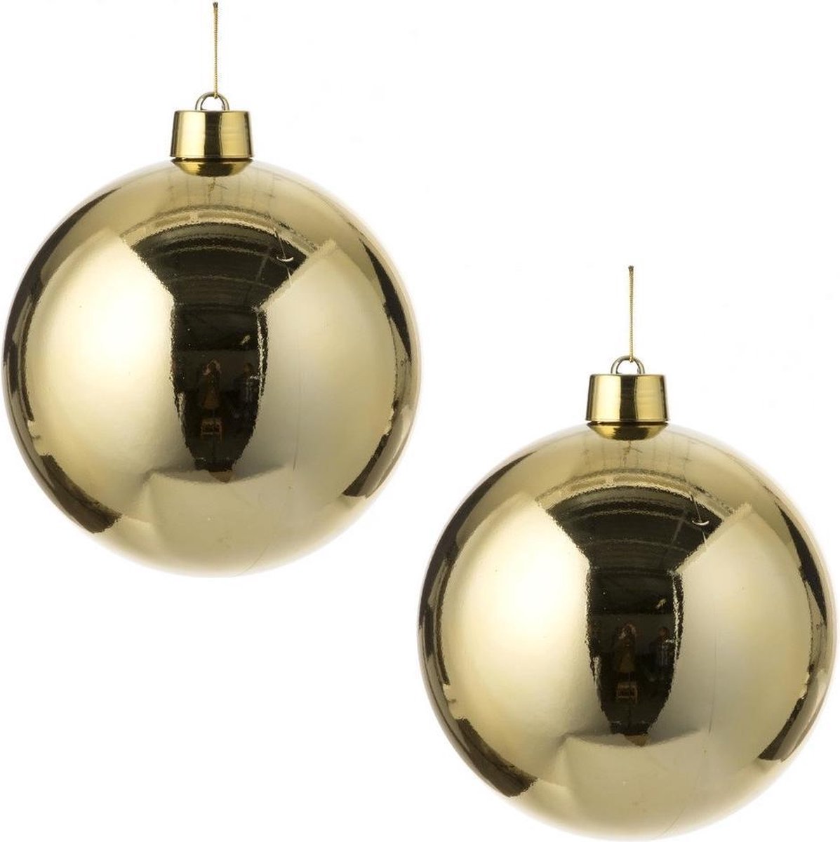 2x Grote kunststof kerstbal goud 25 cm Groot formaat gouden
