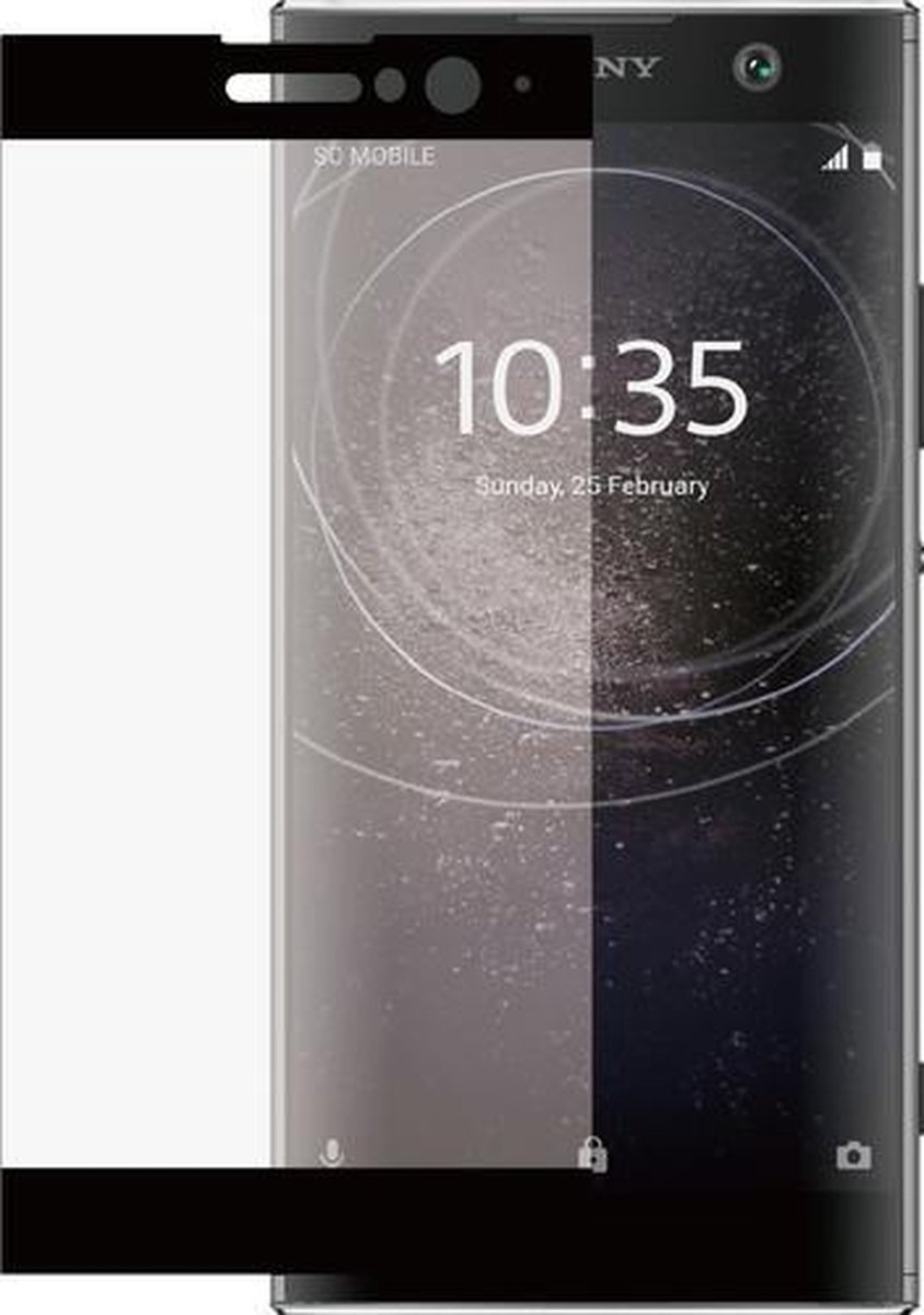 MH by Azuri screen protector Tempered Glass flatt - zwart frame- voor Sony XA2