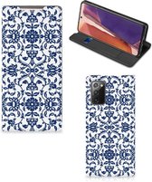 Book Case Geschikt voor Samsung Galaxy Note20 Telefoon Hoesje Flower Blue