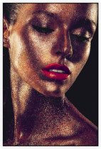 Mooie vrouw met gouden glitters - Foto op Akoestisch paneel - 100 x 150 cm