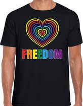 Regenboog hart Freedom gay pride / parade zwart t-shirt voor heren - LHBT evenement shirts kleding 2XL